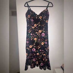 Guess Strapless Black Dress with Floral Design